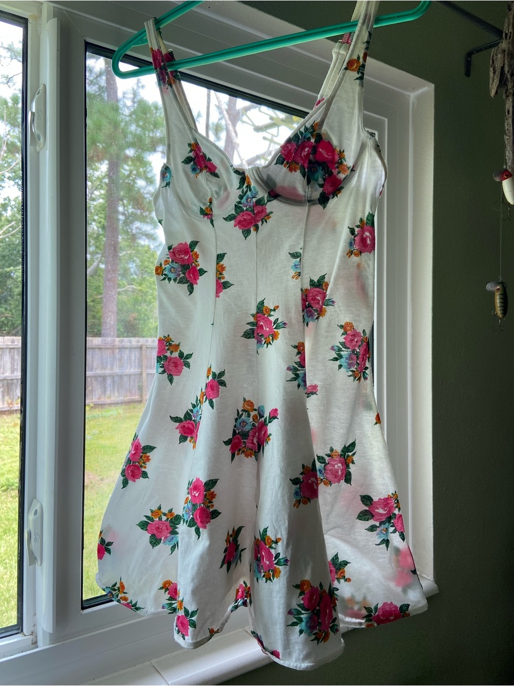 Vintage Victoria Secret cotton White Floral nightgown with Pink Rose Print